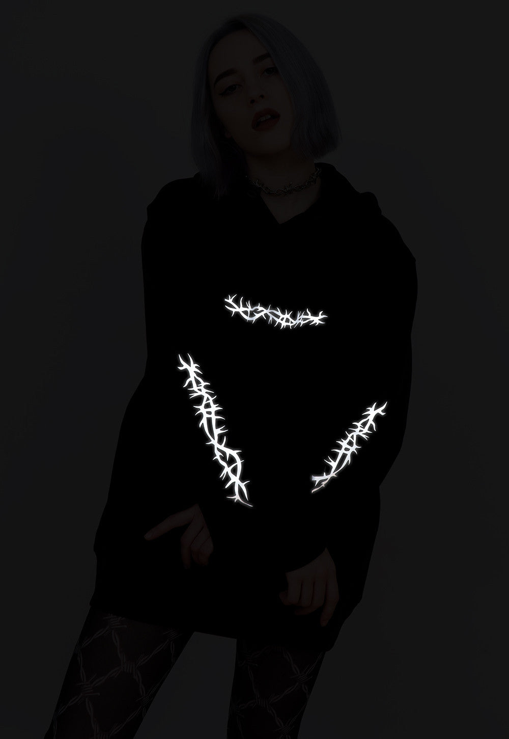 REFLECTIVE BARBED WIRE HOODIE